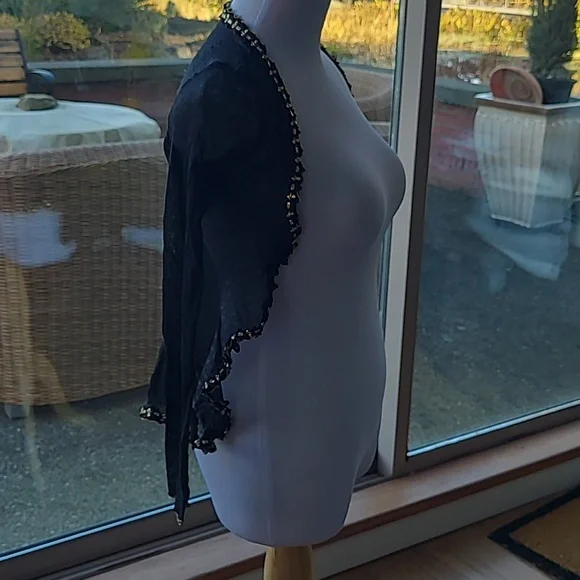 Betsey Johnson New York Black Gold Sheer Cardigan - Picture 2 of 9